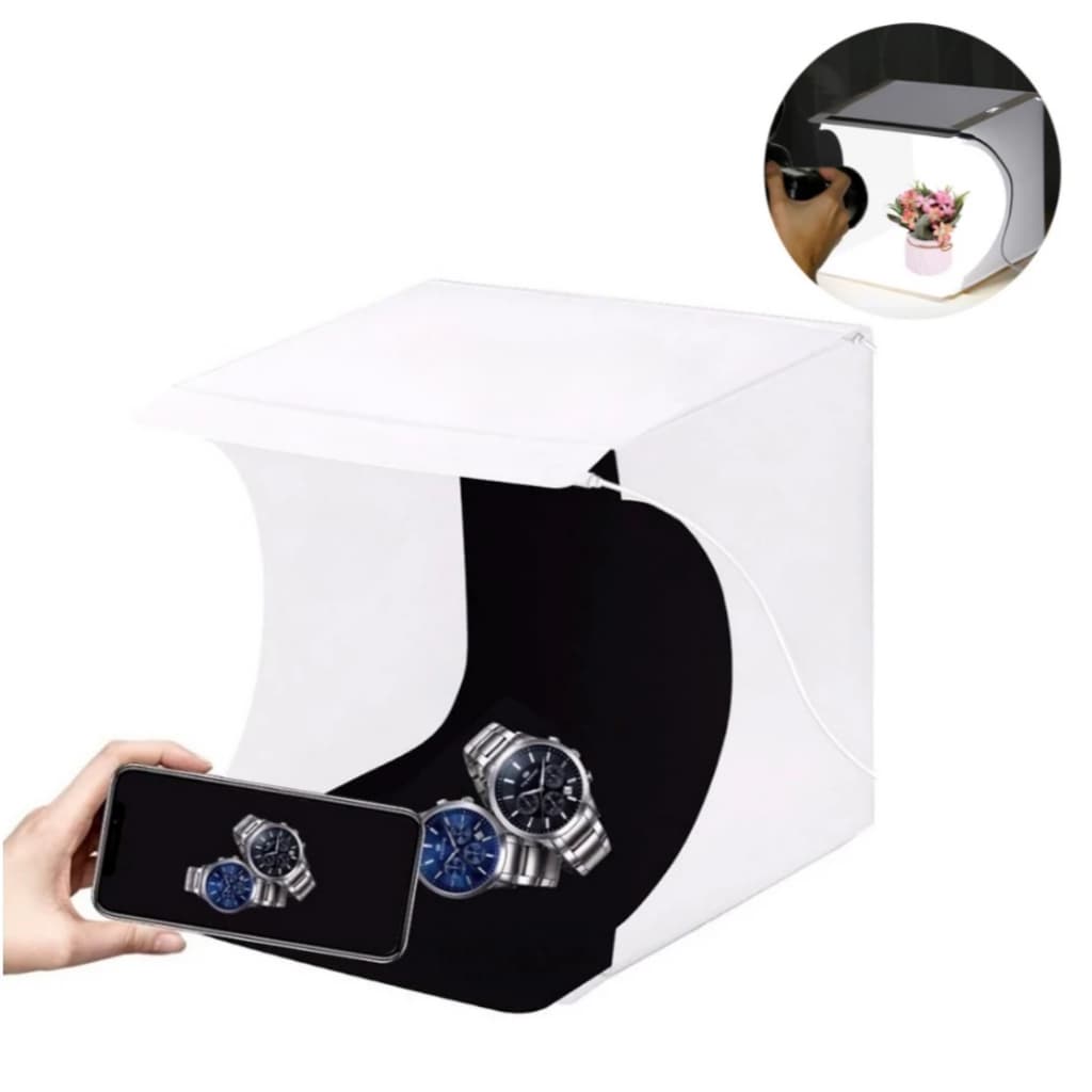 Mini Estudio Box Cabine Fotográfico Fotos Dobrável com LED USB
