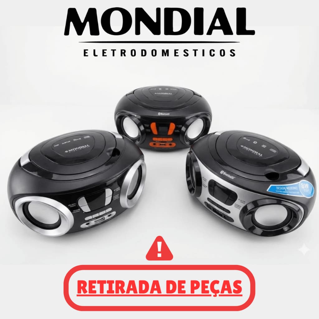 Caixa De Som Rádio Portátil Mondial Para Retiradas de Peças - Usb, Leitor Cd, Bluetooth e Rádio