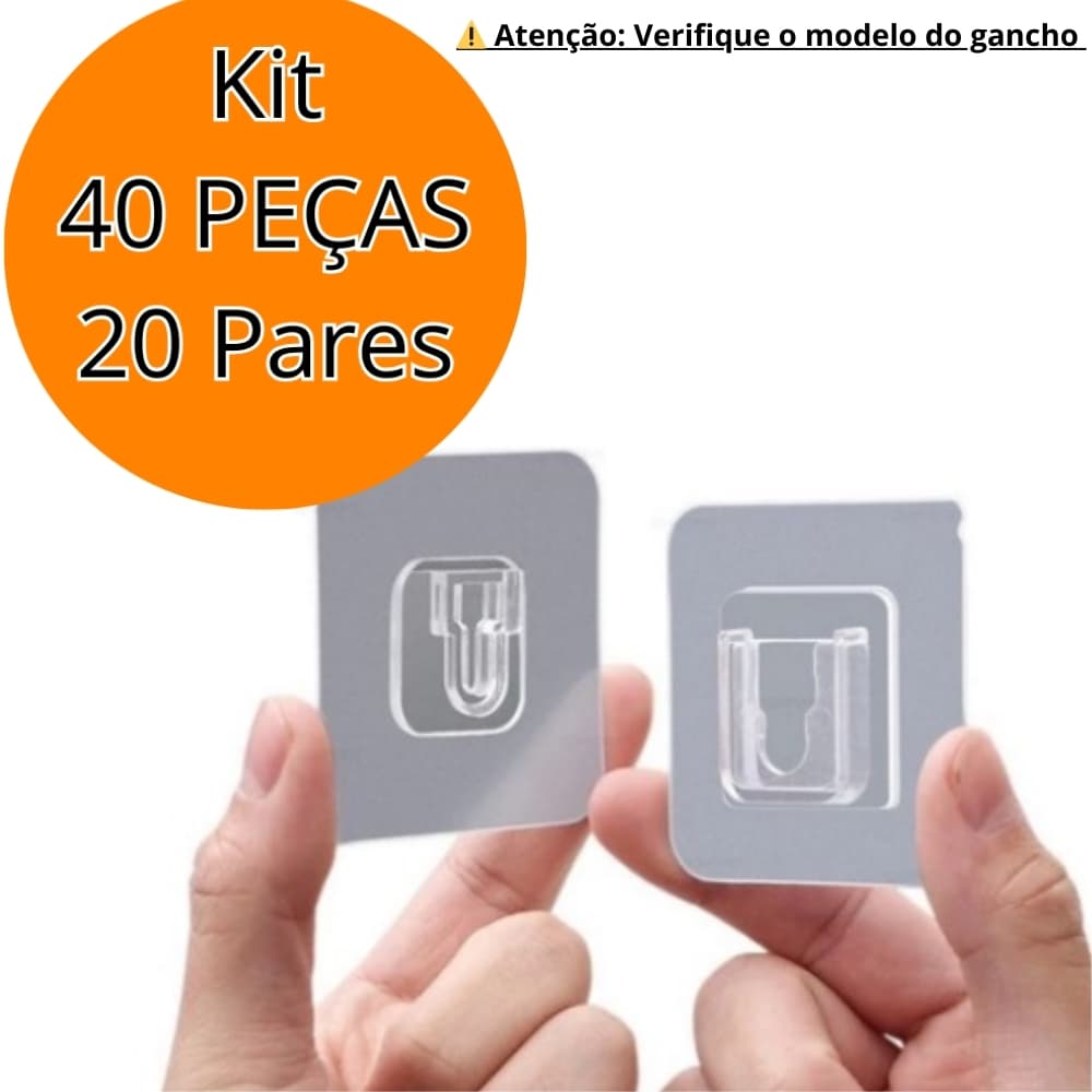 Gancho Pares  Adesivo Dupla Face Transparente Sem pregos Furos  Multiuso Para Banheiro Quarto Cozinha Sala