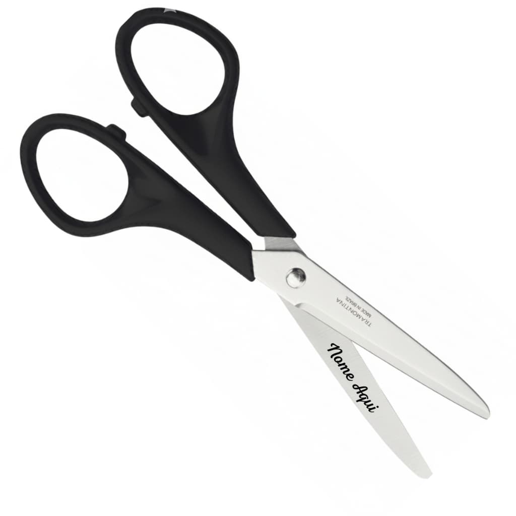 Tesoura Escolar Tramontina Sem Ponta em Aço Inox Personalizada Com Nome