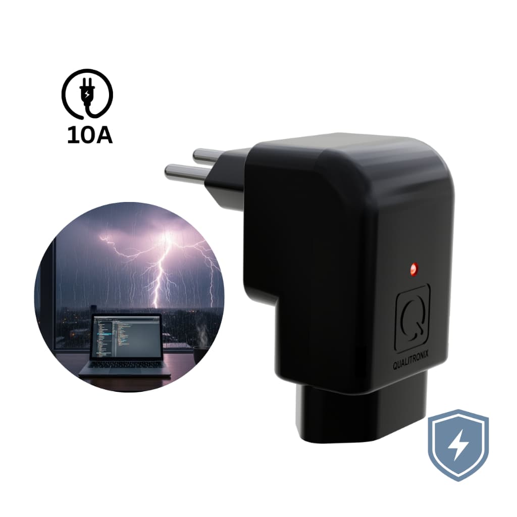 Protetor De Surto Elétrico Plug DPS Qualitronix 10A Bivolt 2 Pinos Anti Queima P/ TV Modem Roteador