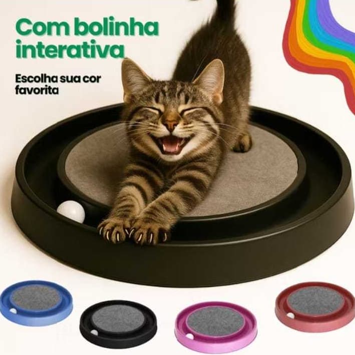 Arranhador para Gatos Redondo com Bolinha Interativo Relax Antiestresse Brinquedos para Gatos