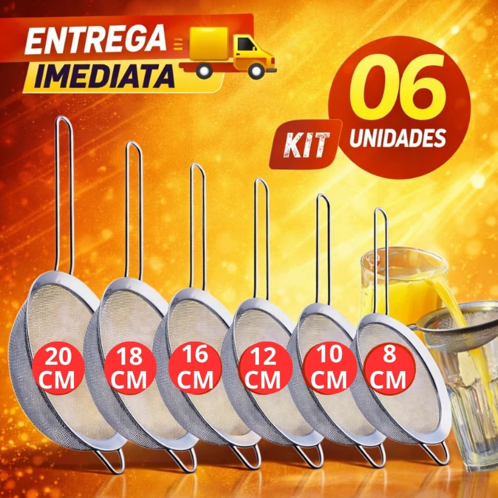 Peneira Coador Em Aço Inox 8cm/10cm/12cm/16cm/18cm/20cm Manual Tela Fina Multiuso Diferentes Tamanhos Peneira