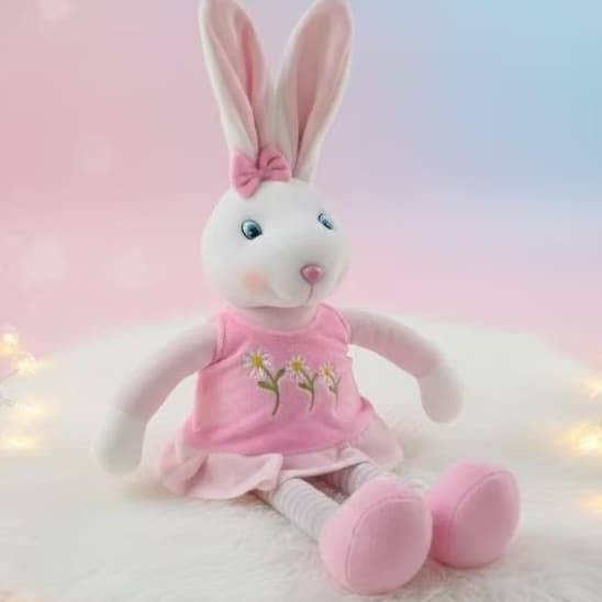 Coelha de Pelúcia Coelhinha Páscoa Pernuda Rosa 56cm Boneca Infantil Grande Fofa Presente