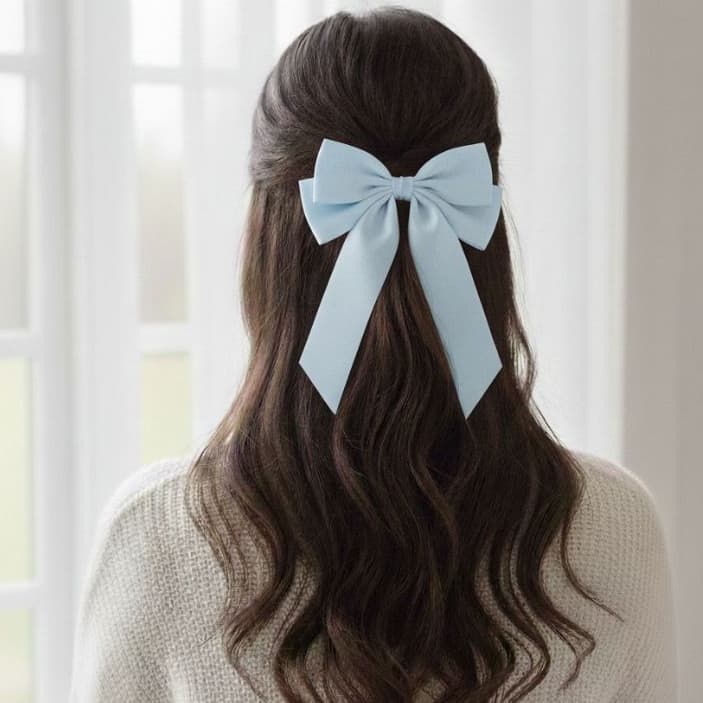 Laço Fita Cetim Com Ponta Feminino Adulto Infantil Com Presilha Elegante