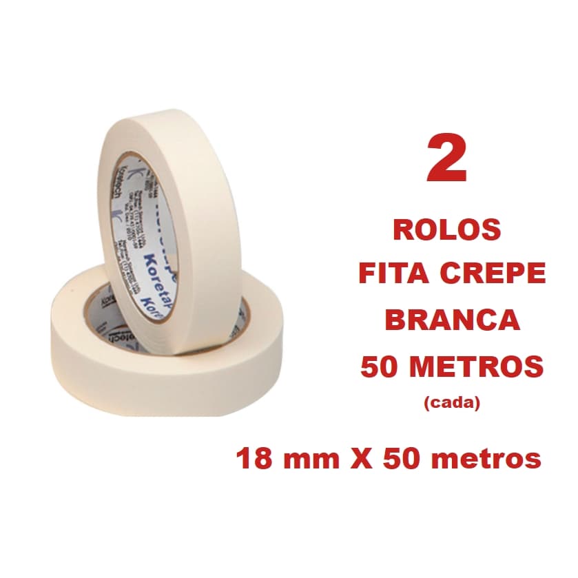 2 Fita crepe branca 18mm 50 METROS alta qualidade