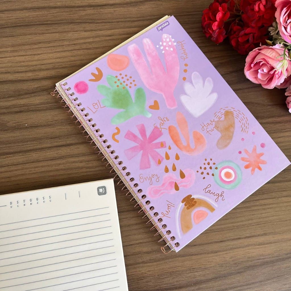 Caderno colegial la creme 80 folhas 175x242mm 1 materia capa dura com adesivo luxo jandaia