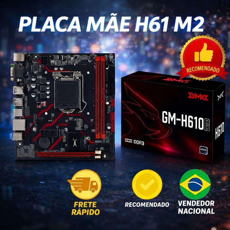 Placa Mãe GM-H61D3 DDR3 Socket 1155 Suporte M.2 NVME Intel Core i3 i5 i7 2ª 3ª Geração HDMI VGA