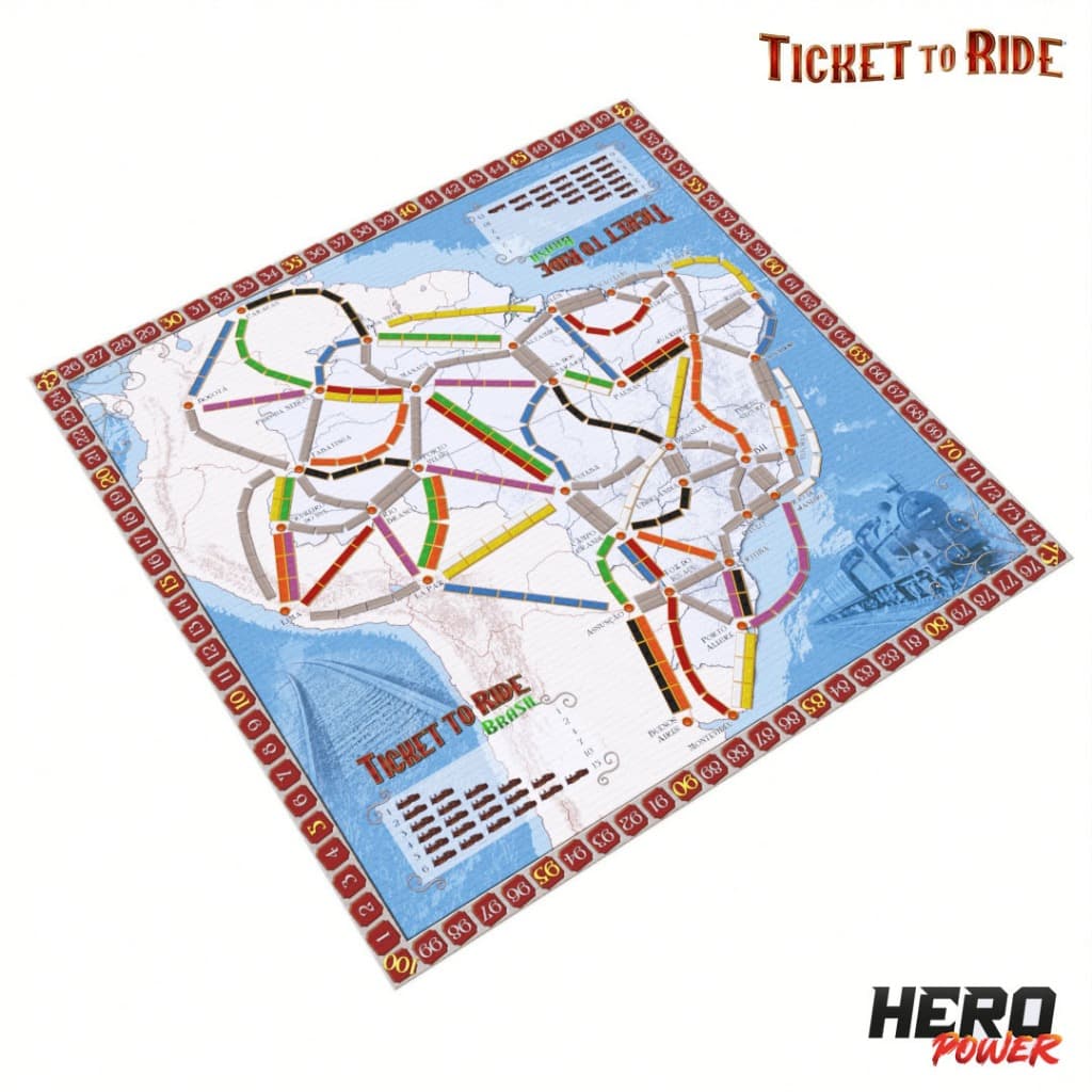 Playmat Ticket to Rider Brasil | Lona Vinil 80x80cm | Jogo de Cartas