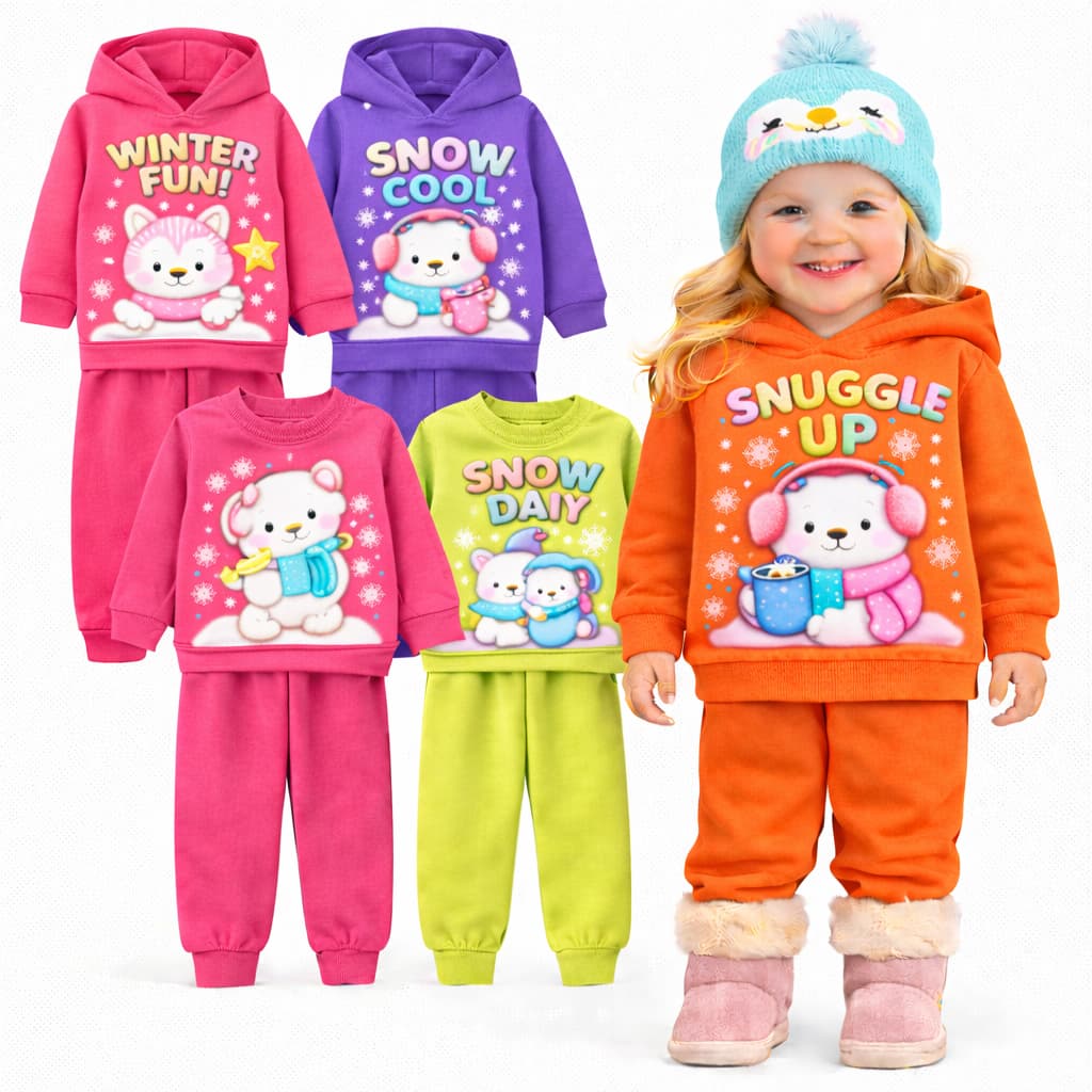 Kit 6 peças de Moletom Infantil Feminino Inverno Kit 3 ou 1 Conjuntos de Moletom Infantil Menina Flanelados