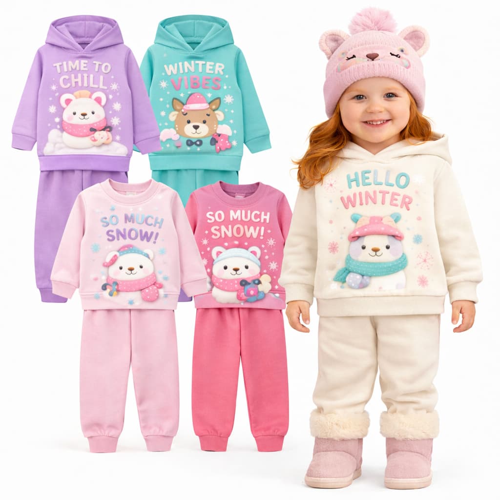 Kit 4 Peças 2 Conjuntos Moletom Infantil Feminino Inverno 2 Ao 8 - Moletom de Menina Flanelado