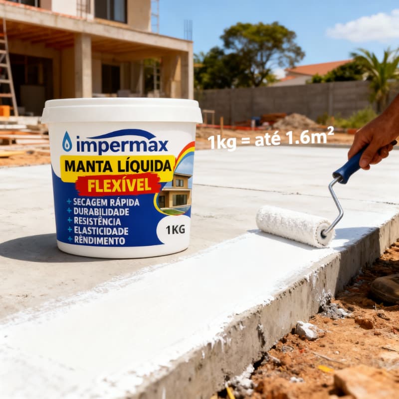 SUPER MANTA LIQUIDA 1KG  ideal para laje, parede externa, calha, telhado, COR BRANCA IMPERMAX