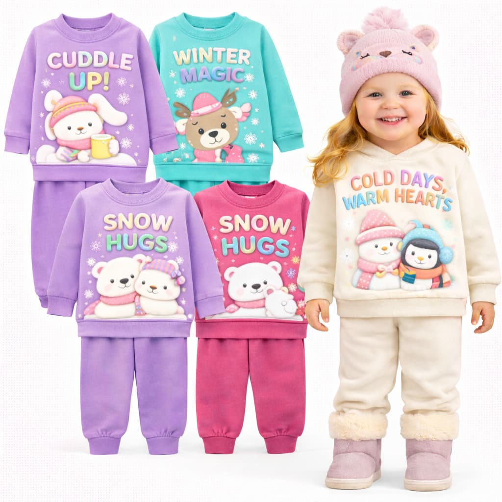 Kit 4 peças de Roupa Infantil Inverno Kit 2 ou 1 Conjunto De Moletom Infantil Feminino Inverno Kit com 2 conjuntos