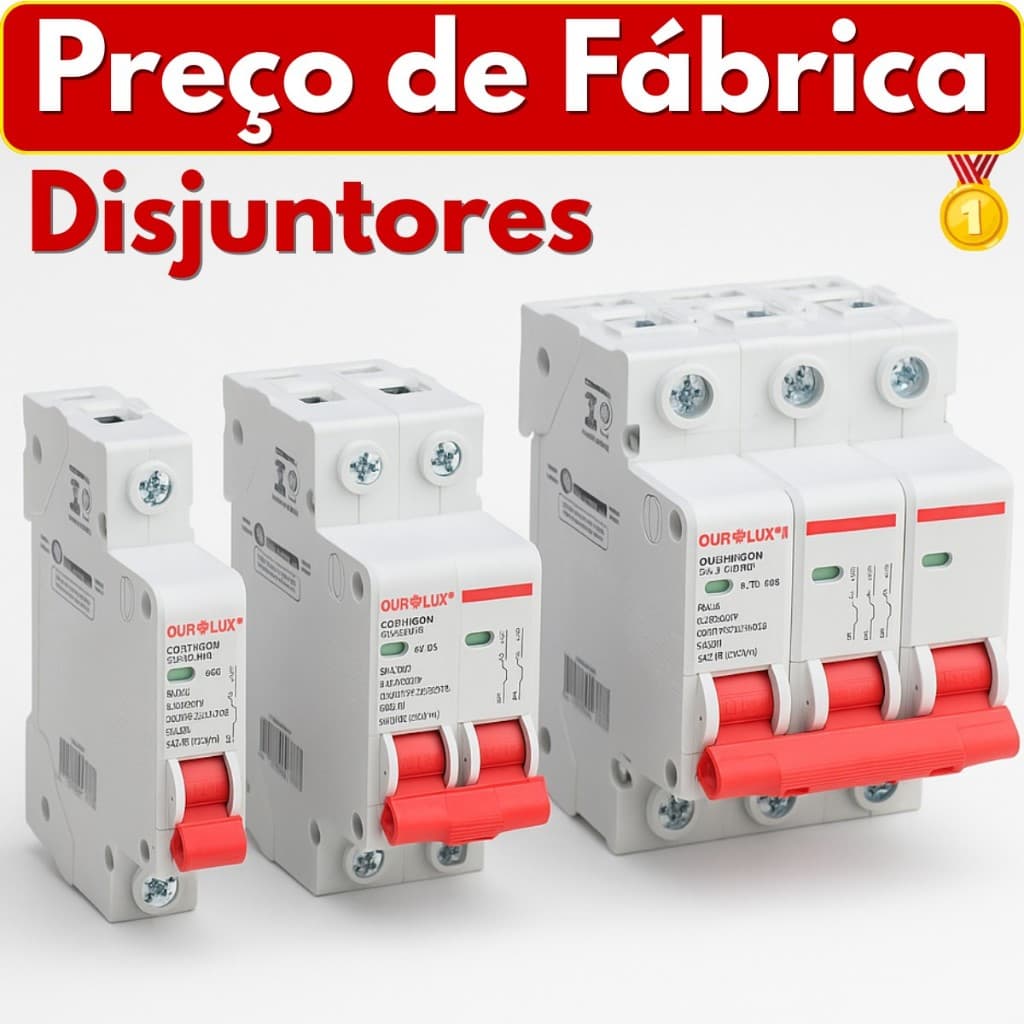 Disjuntor Unipolar Bipolar Tripolar 10A a 63A Amperes 127V 220V Curva C Termomagnético Din Ourolux