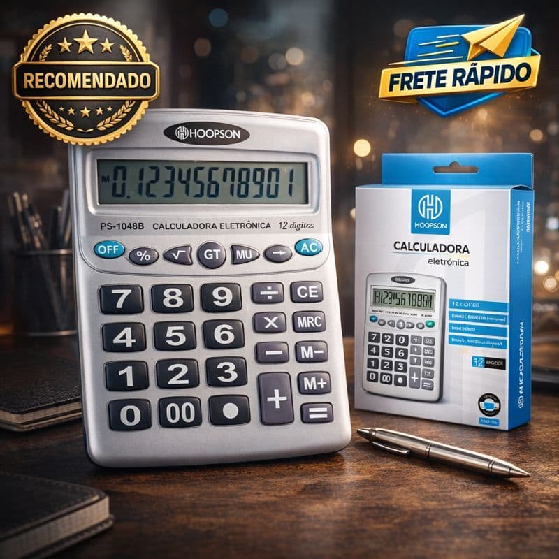 Calculadora Grande 12 Dígitos Visor Amplo Teclas Macias Percentual Memória Escritório e Estudante