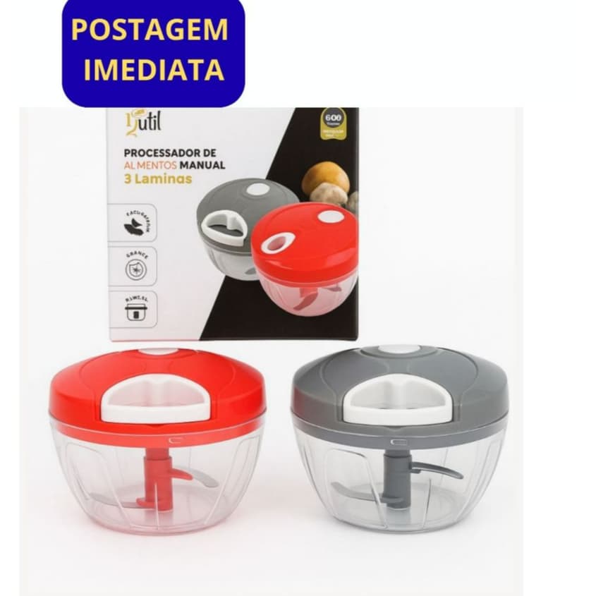 Processador triturador de alimentos manual 3 laminas de 500ml