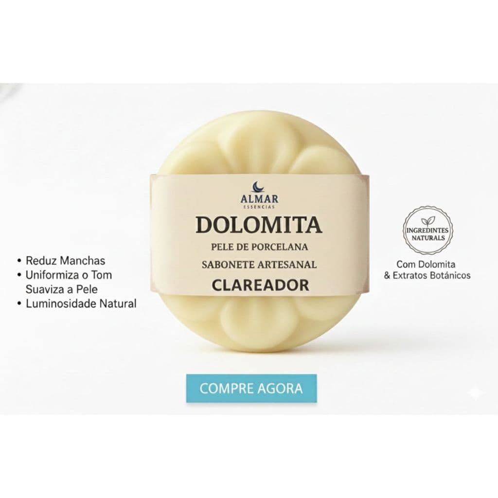 Sabonete Natural Clareador – Dolomita, Argila Branca e Rosa Mosqueta – 90g