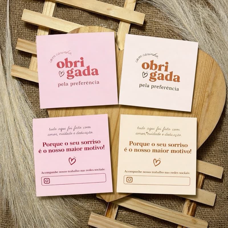 Cartões de Agradecimento ao Cliente 9x9cm com Papel Couché 250g