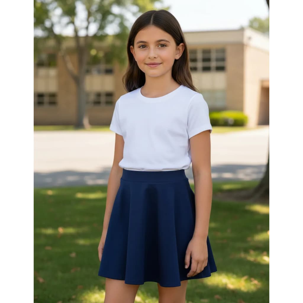 Short Saia Infantil Liso Uniforme Escolar Meninas