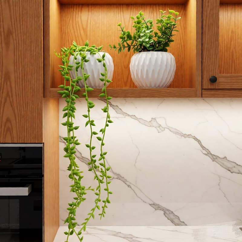 Kit com 2 Arranjos de Planta no Vaso Redondo de Gesso