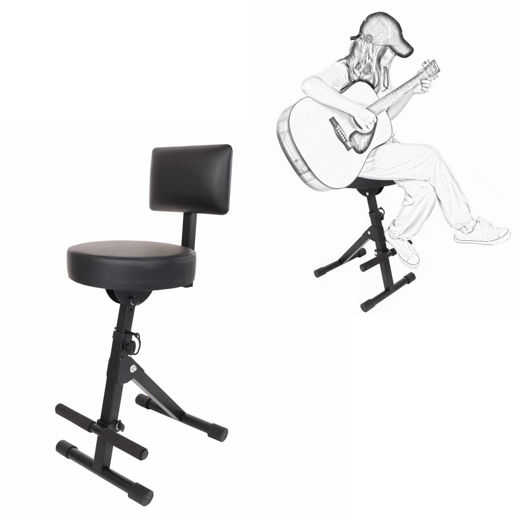 Banco para Violonista com Apoio para os Pés, Encosto Ajustável e Assento Acolchoado para Estudo de Violão
