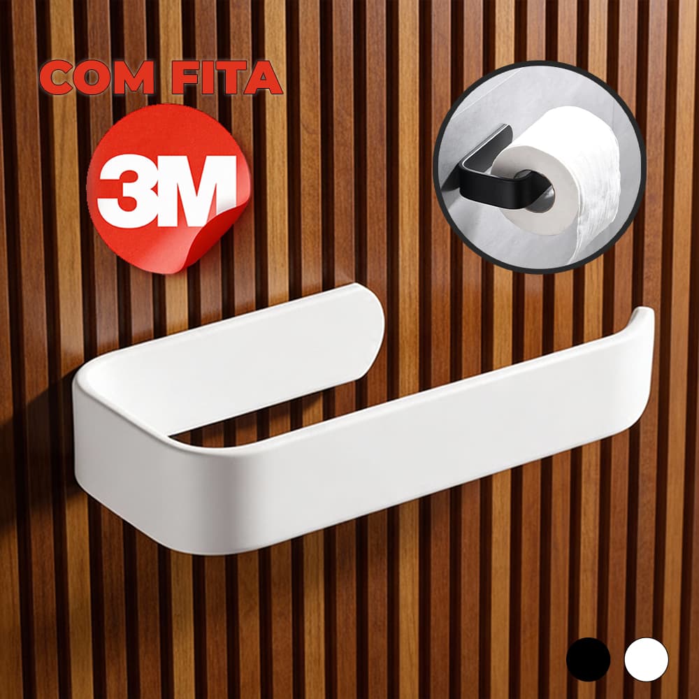 Porta Papel Higiênico Suporte Parede Armário Banheiro sem perfuração com Cola 3M Branco