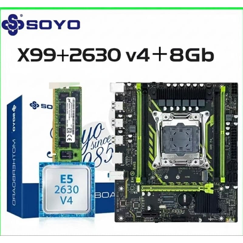 Kit X99 Xeon D4 Soyo (placa + processador 2630v4 + 8gb ram)