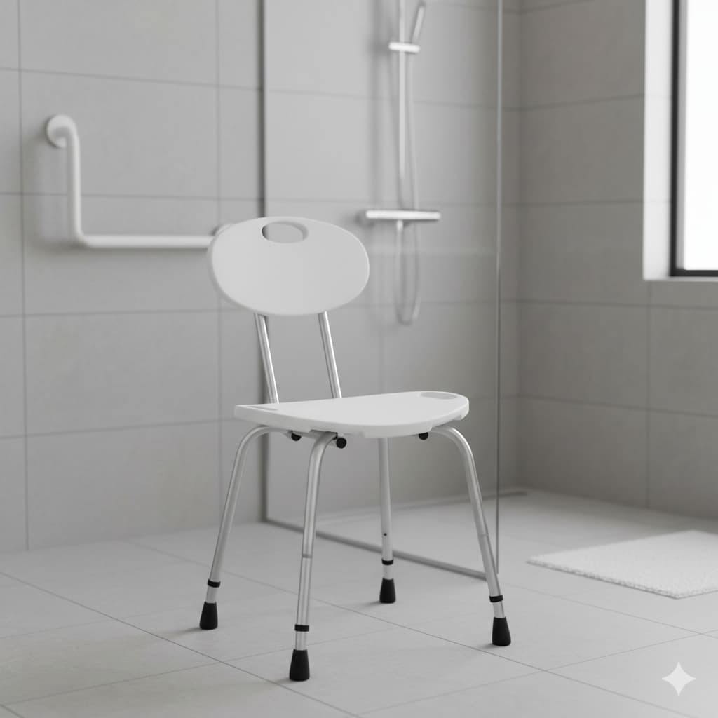 Cadeira Para Banho Com Encosto Alumínio Desmontável e Ajustável