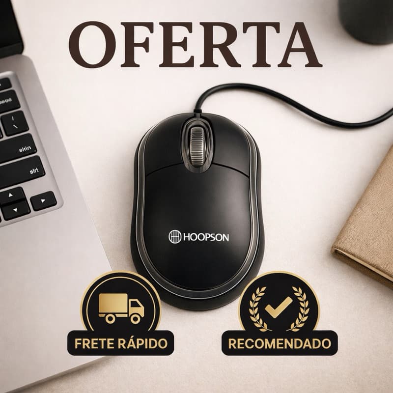 Mouse USB Óptico 1200 DPI Leve Ergonômico Plug & Play para PC Notebook Escritório Office