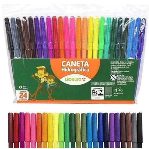 Caneta Hidrográfica 24 cores Leoleo