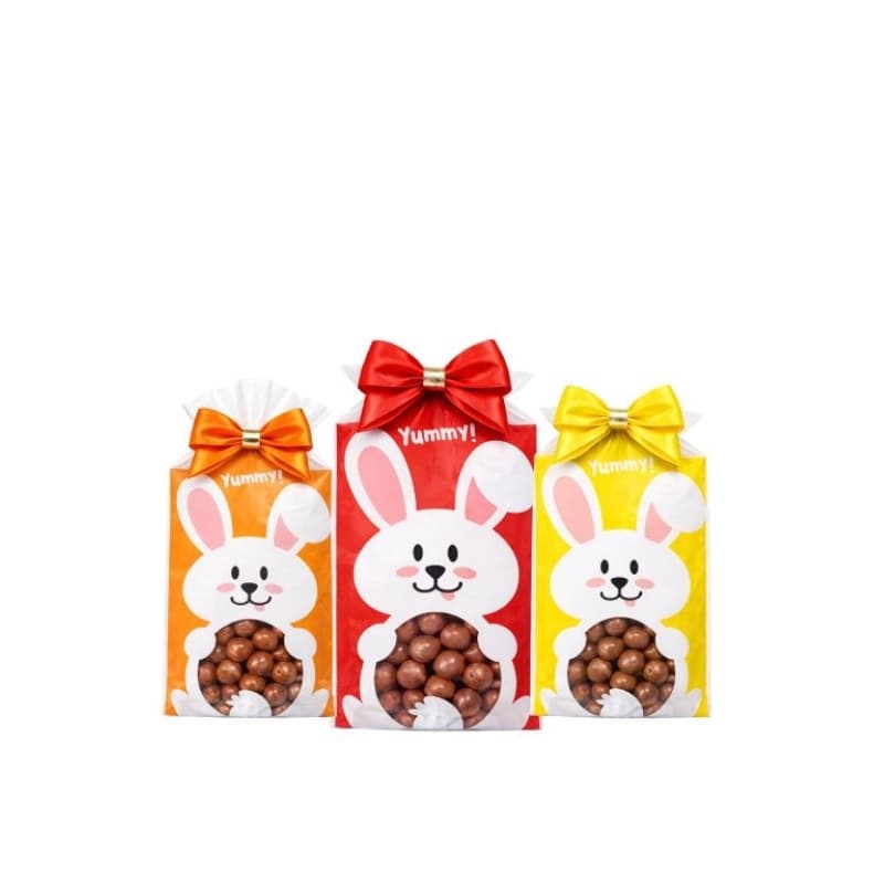 50 Sacos Poli Transparente Decorado Páscoa 12x22cm | Embalagem para Doces e Chocolates