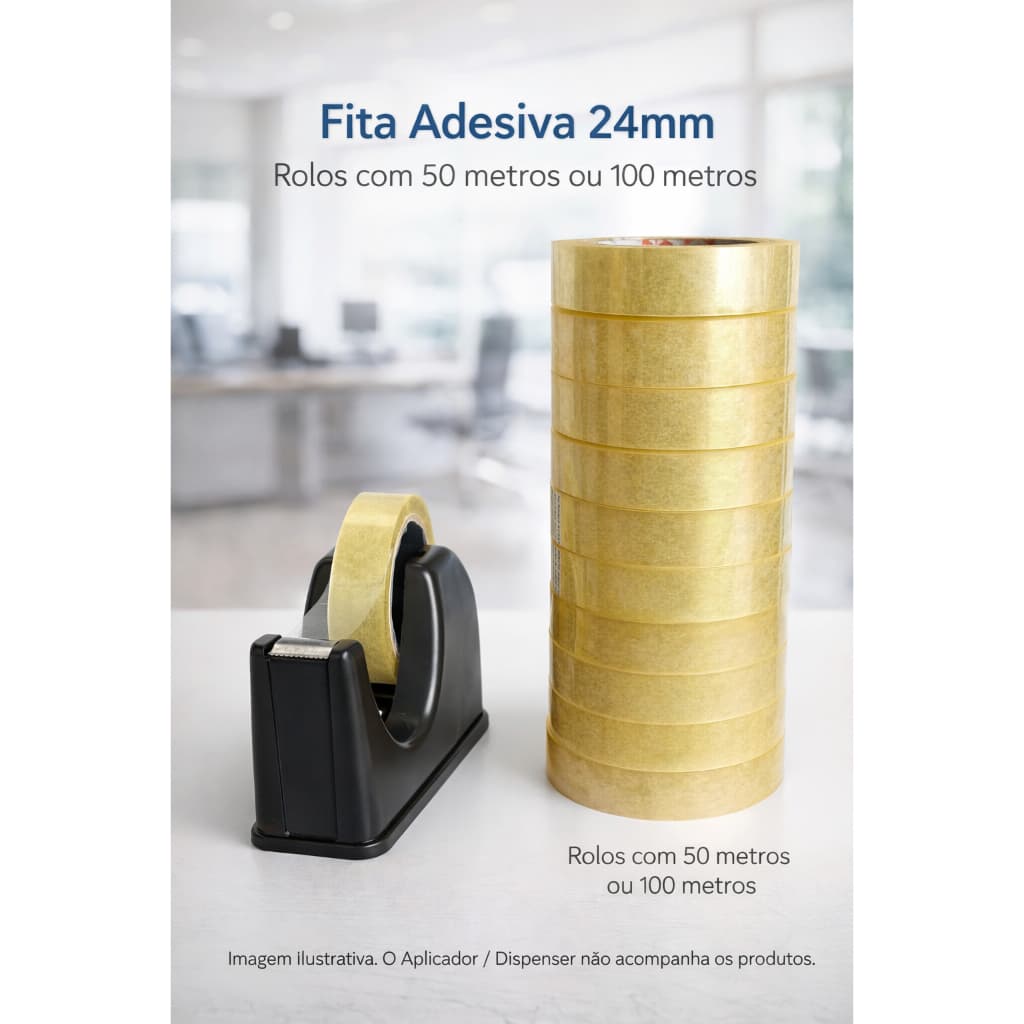 12 ROLOS FITA ADESIVA 24MM DUREX