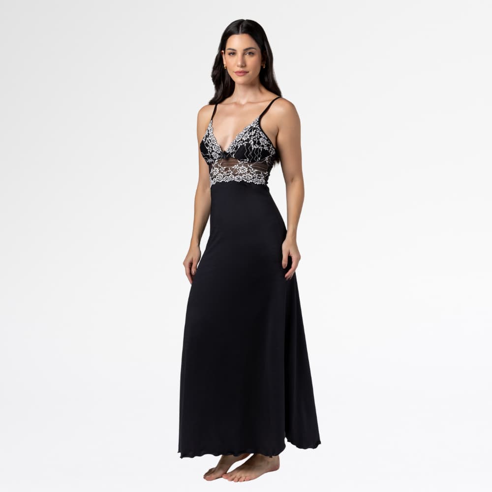 Camisola Longa Bicolor Feminina Luxo | Elegância, Conforto e Caimento Impecável para Noites Especiais