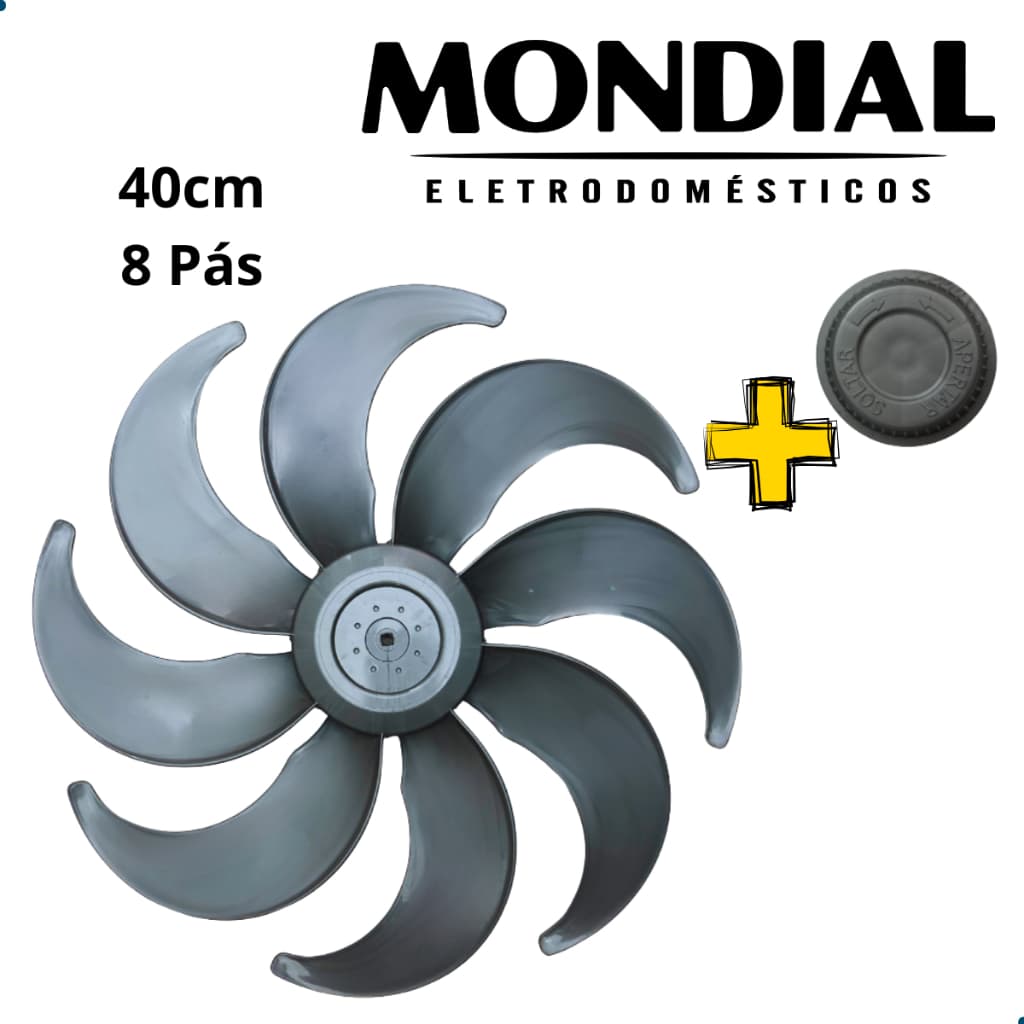 Kit Trava + Hélice Ventilador Mondial 40cm 8 Pas Power Turbo NVT