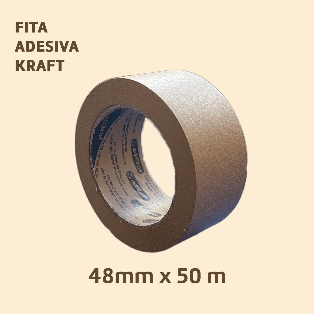 Fitas Adesiva Crepe 770 Papel Corrugado Fita Kraft 770 (48 mm x 50 m) Aldelbras Caixa Atacado Forte