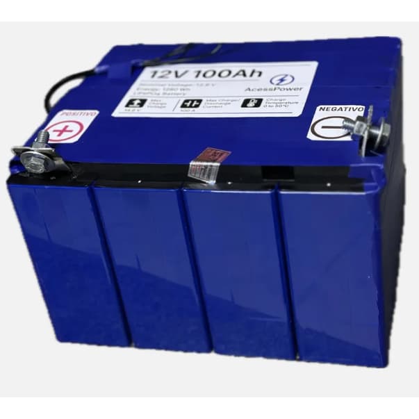Bateria solar lifepo4 12v 100ah pack 4 celulas
