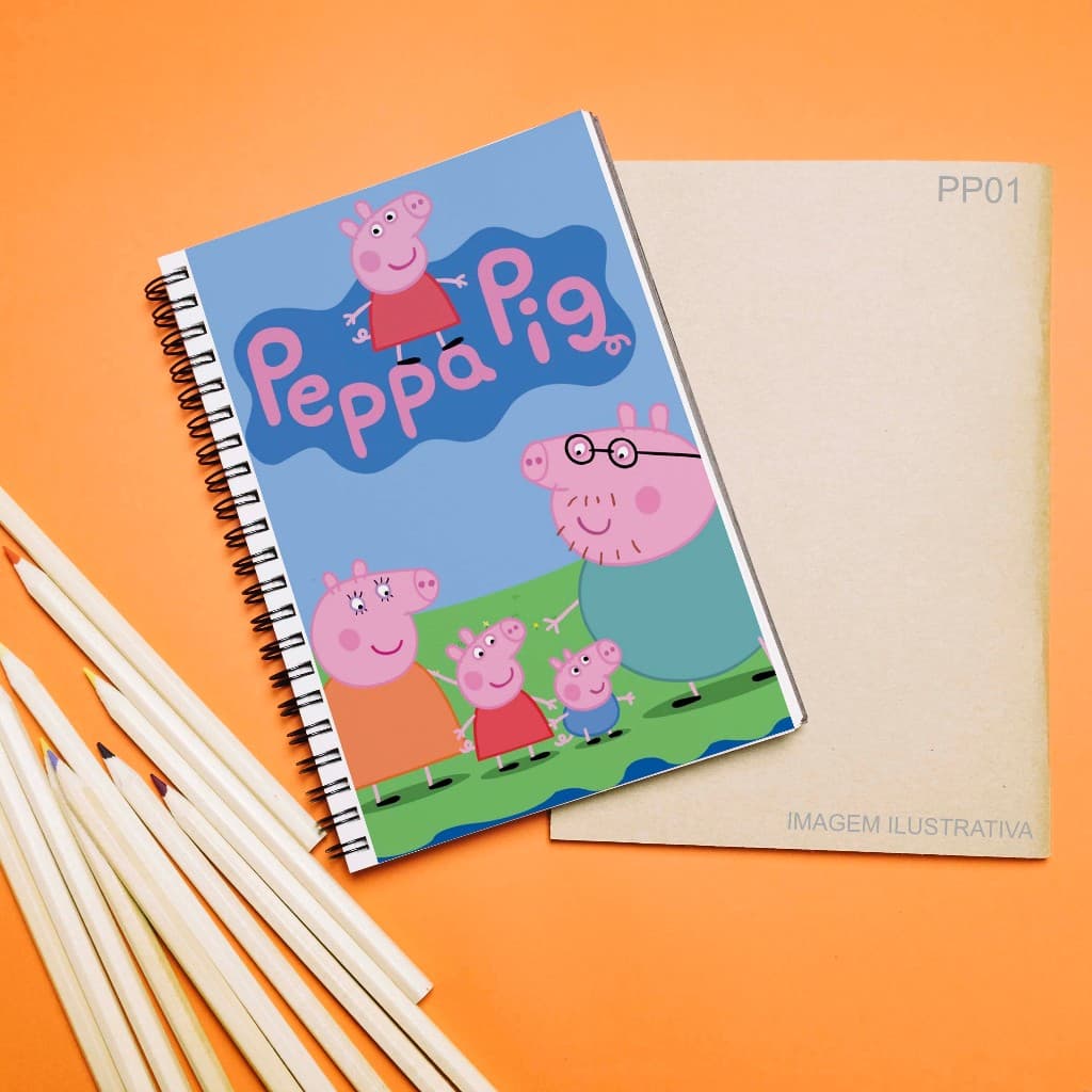 Adesivo para Capa de Caderno Peppa Pig (16x24cm) Capa Personalizada
