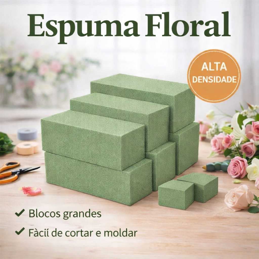 Kit 6 Espumas Floral 23 x 10 x 6,9cm Arranjo de Flores e Plantas Artificiais Jardinagem Decorativa