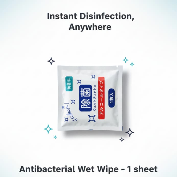 Toalhetes húmidos antibacterianos, 1 folha