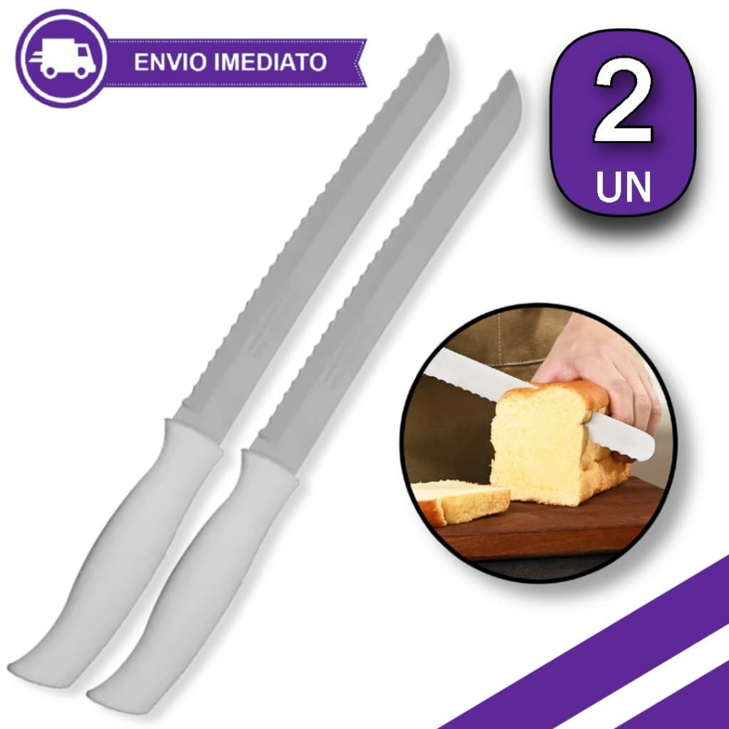 Faca de Pão 8 Polegadas Serrilhada Aço Inox Faca de Cozinha Profissional e Restaurante