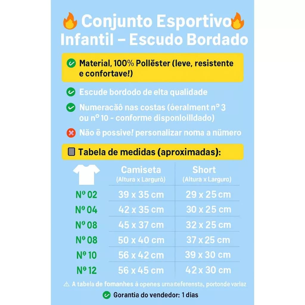 Kit Conjuntos Infantil Juvenil Times Paulistas do 02 ao 14