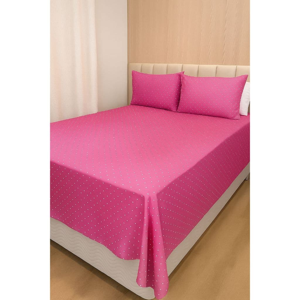 Jogo de Lençol Poá Poliéster Cama  Solteiro, Casal e Casal Box Estampado, Macio e Prático