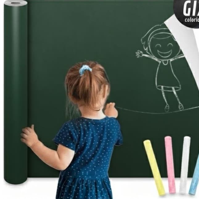 Papel de Parede Adesivo 2M X 45CM Lousa Quadro Negro Decorativo Escrever Com Giz Infantil Vinil Verde Fosco