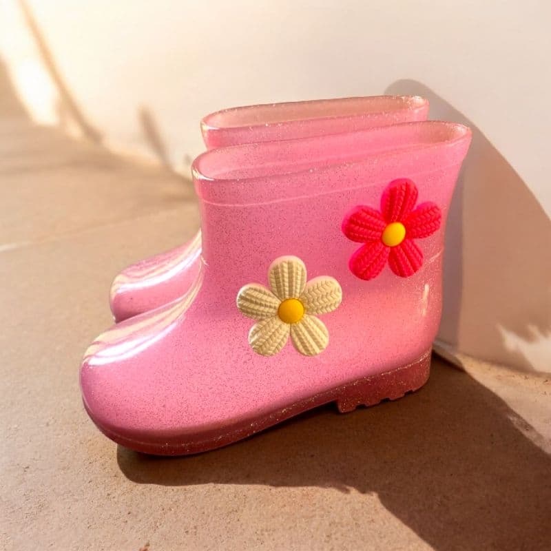 Galocha infantil para Meninas duas flores Bota para criança confortável