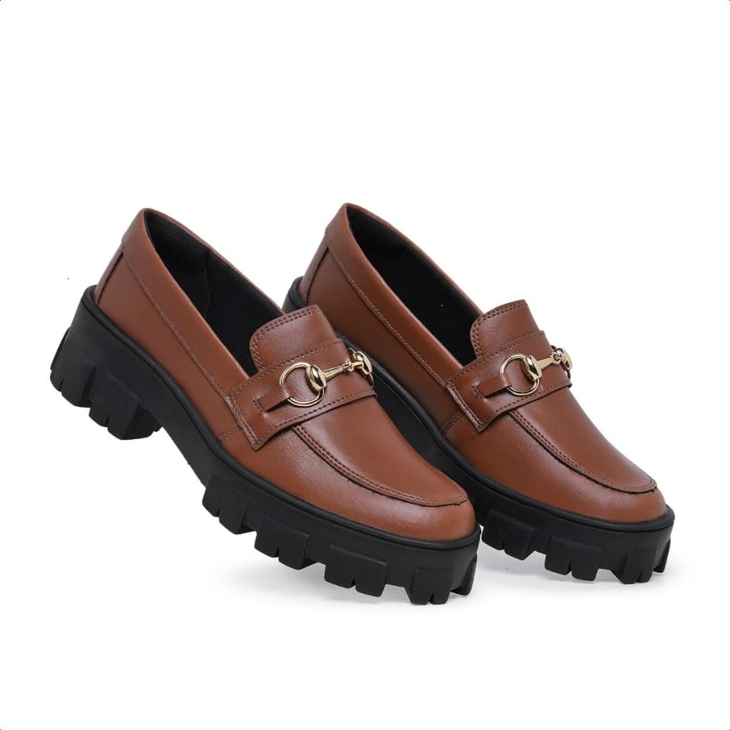 Sapato Feminino Mocassim Antiderrapante, Leve Confortavel Dia a Dia Casual Cor Havana cappuccino