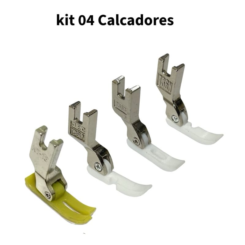 Kit 04 Calcadores Teflon Reta Ziper Estreito MT18 T36LN T36N T363 Maquina Costura Reta Industrial
