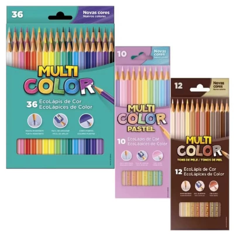 Lápis De Cor  58 Cores Multicolor(básicas + Pastel+Pele)