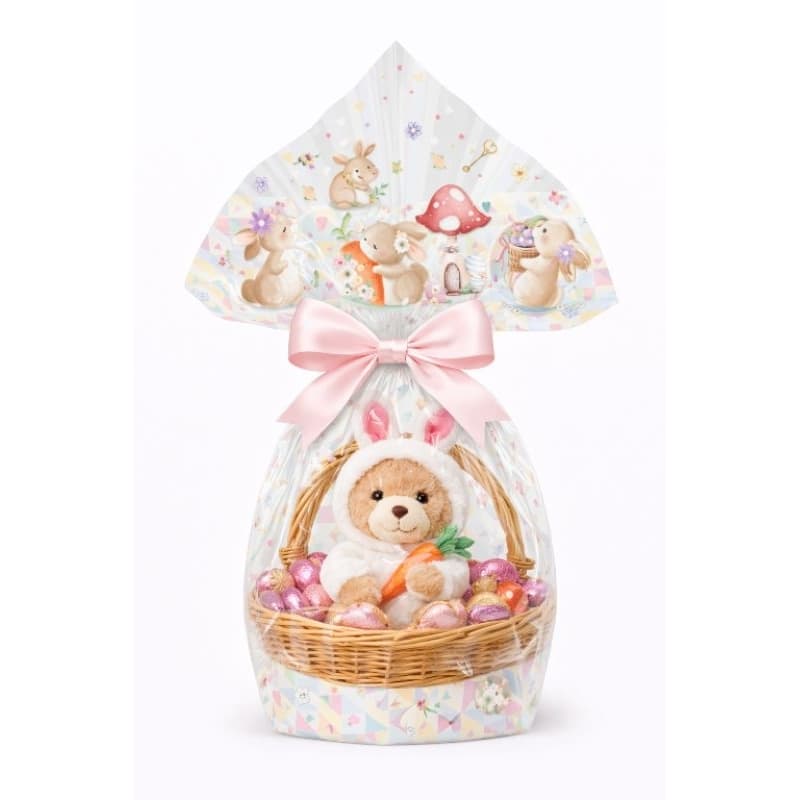 50 sacos celofane para cesta de páscoa com a ponta decorada