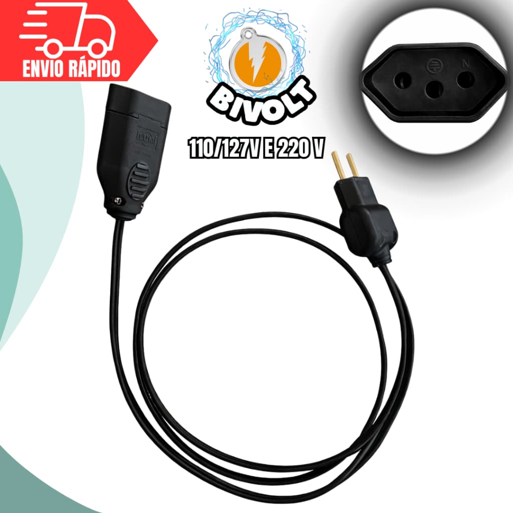 Extensão Elétrica Bivolt 10A Cabo Cordão Prolongador Paralelo 5Cm / 1 Metro / 1,5M / 2M / 3M /5M
