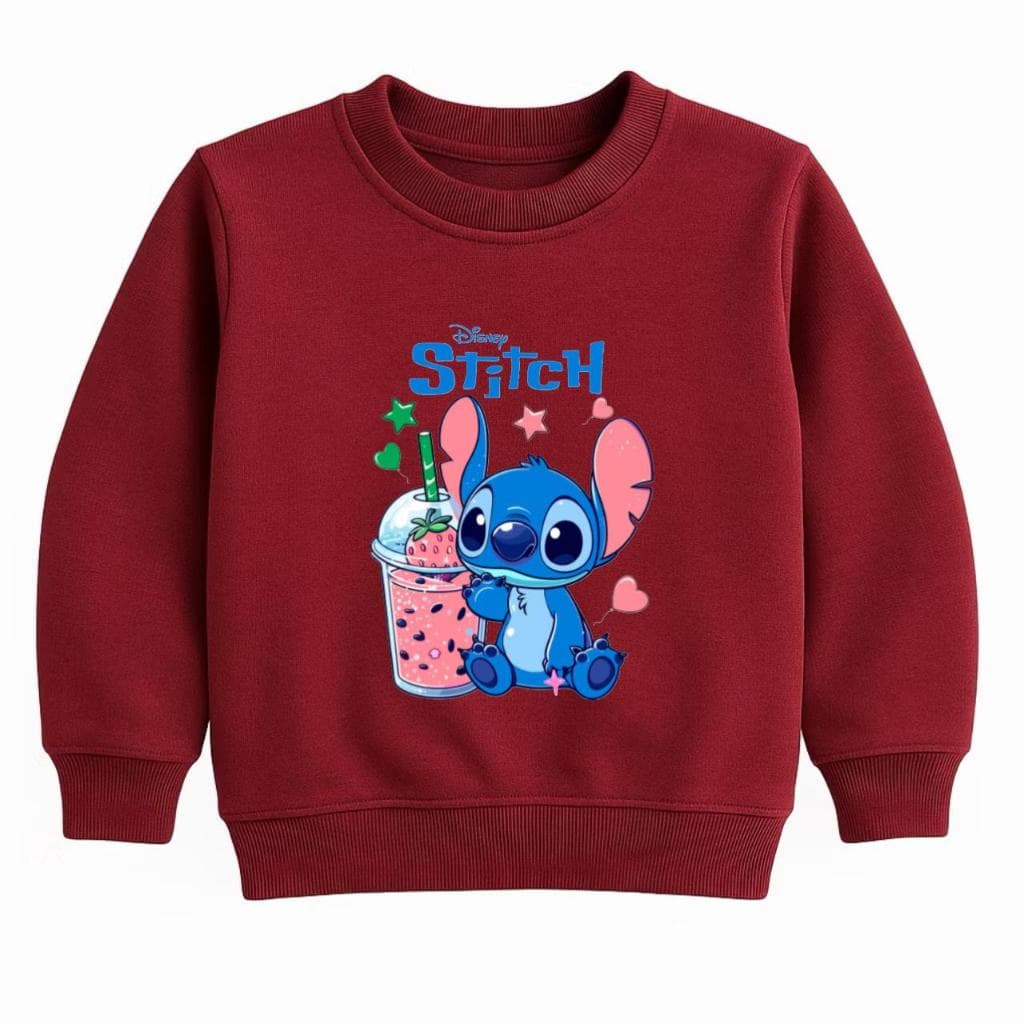 Casaco moletom gola redonda menina stitch